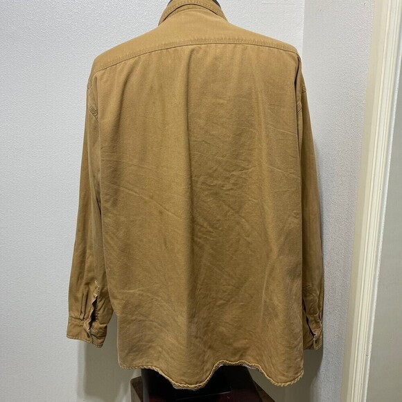 VINTAGE LL Bean Flannel Lined Work Shirt Jac Jacket Brown XXL Duck Heavy Duty - Picture 3 of 12